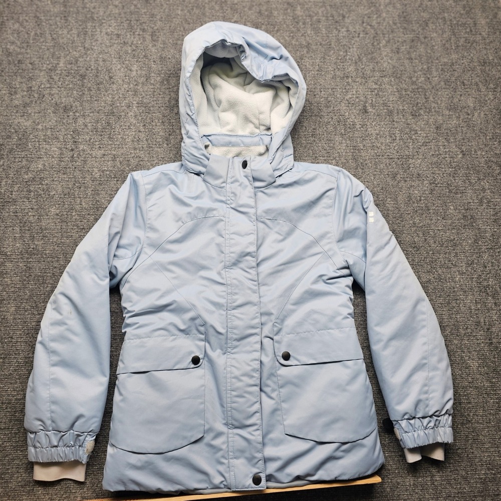 Swiss Alps Girls Light Blue Hooded Puffer Jacket Parka Size M 10/12 MGJ1068